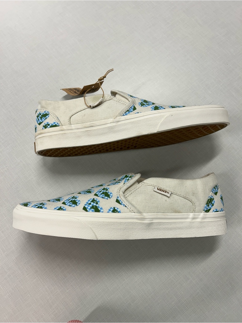 Vans Classic Slip-On Eco Theory Women’s 10 Earth Heart Checkerboard Shoes - Picture 3 of 7